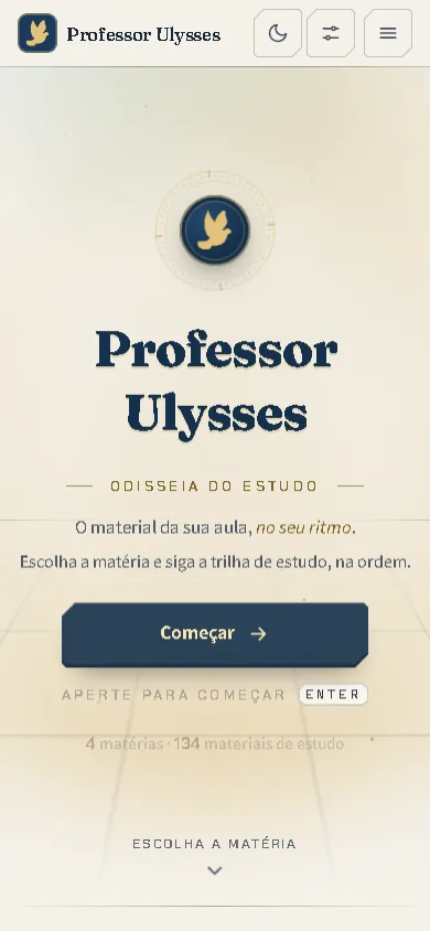 Plataforma Professor Ulysses, outro case da Adeva, no celular
